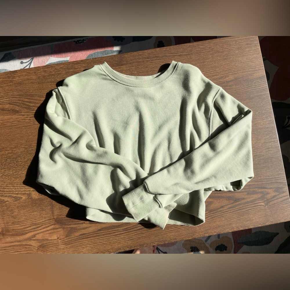 TNA AiryAF Sage Green Long Sleeve Cropped Top